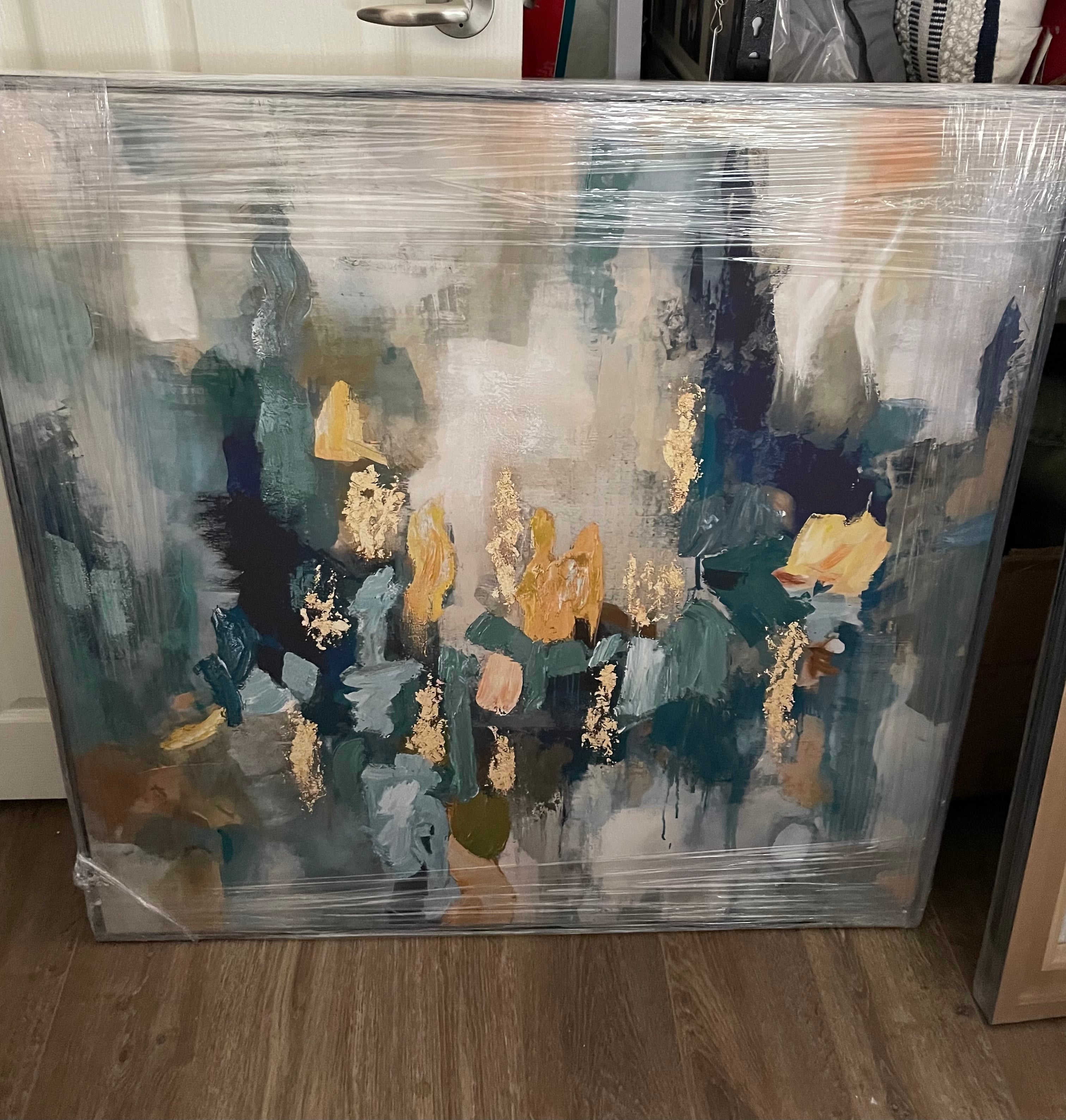 (HIRED) Abstract framed Minimalist Watercolour shades of gold
