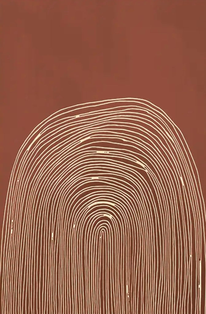(HIRED) Framed Swirled Lines in Tan - Print C