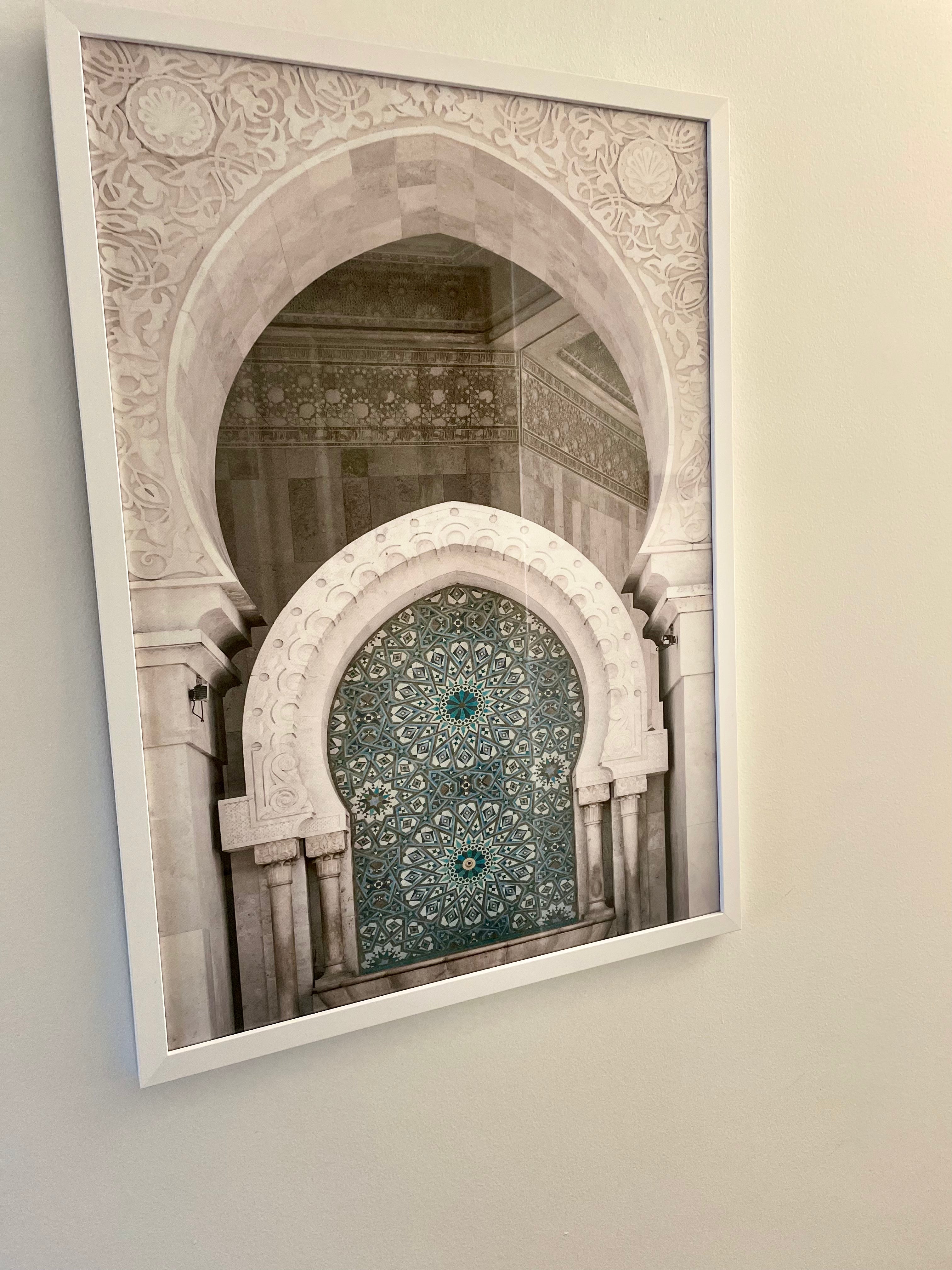 White Timber Frame - Moroccan Arch in Blue