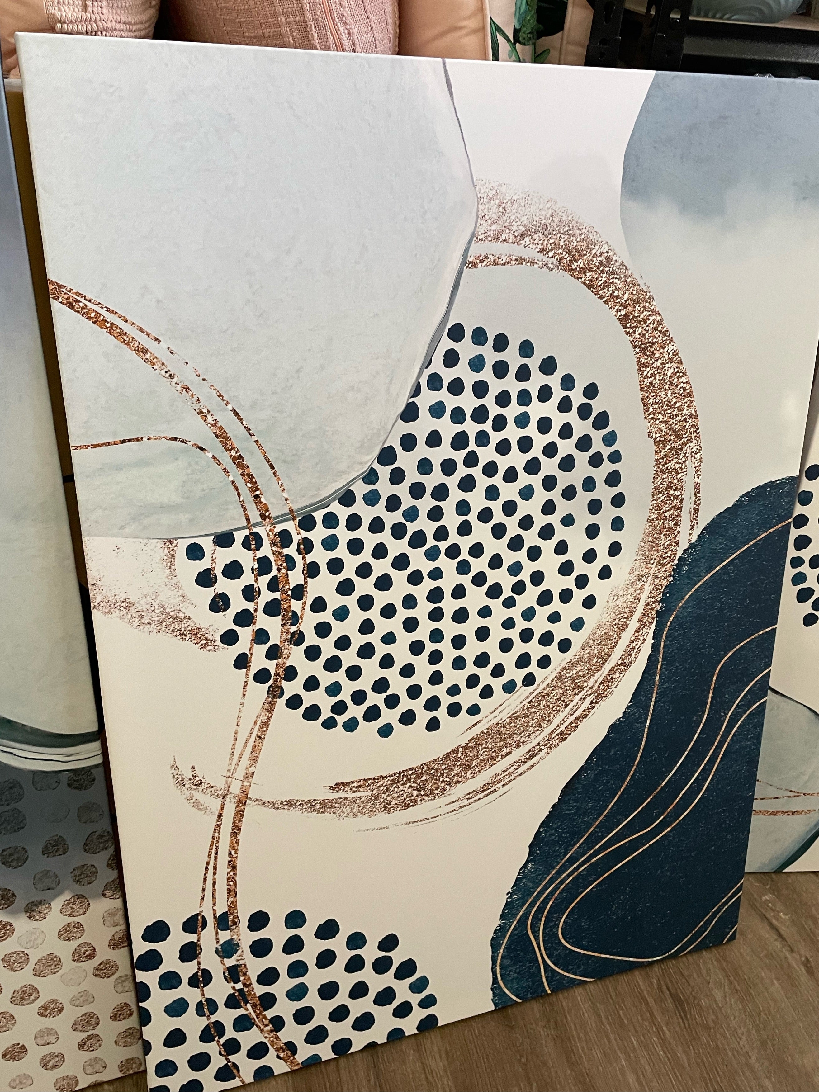 (HIRED) Abstract Swirls of Blue & Gold - Print B