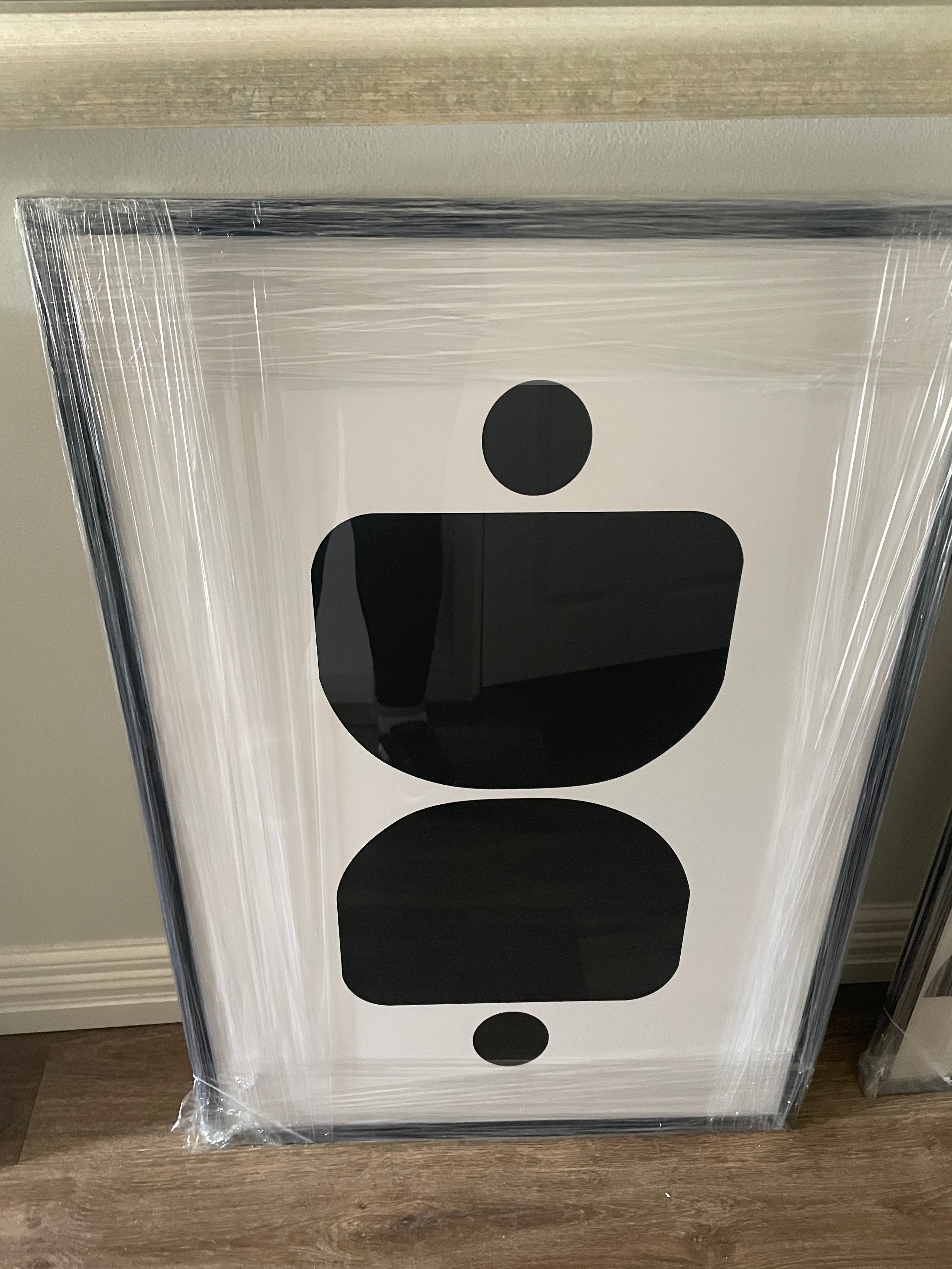 (HIRED) Framed Abstract Shapes Print A - Black