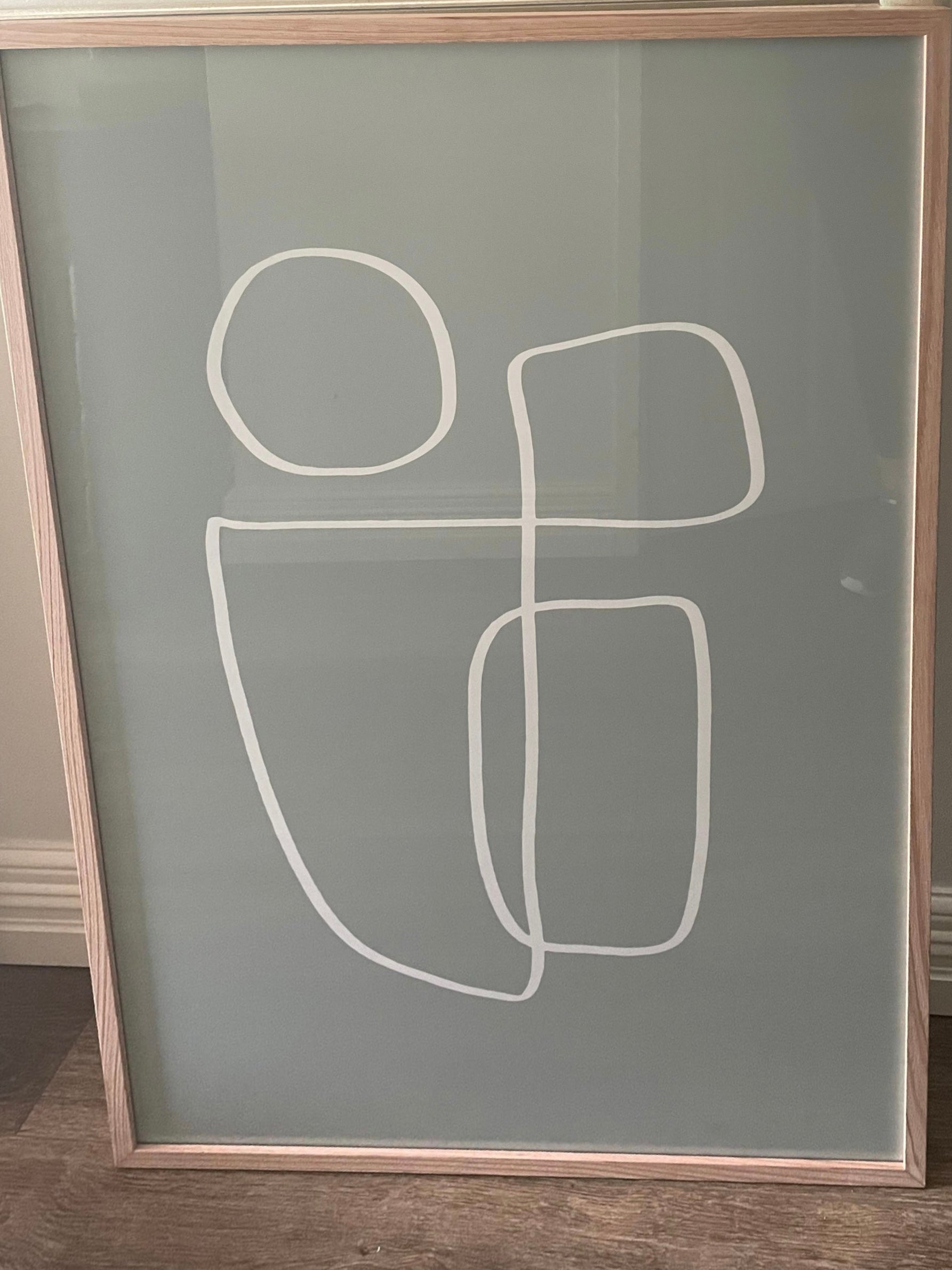 Framed Line Drawing - White and Sage