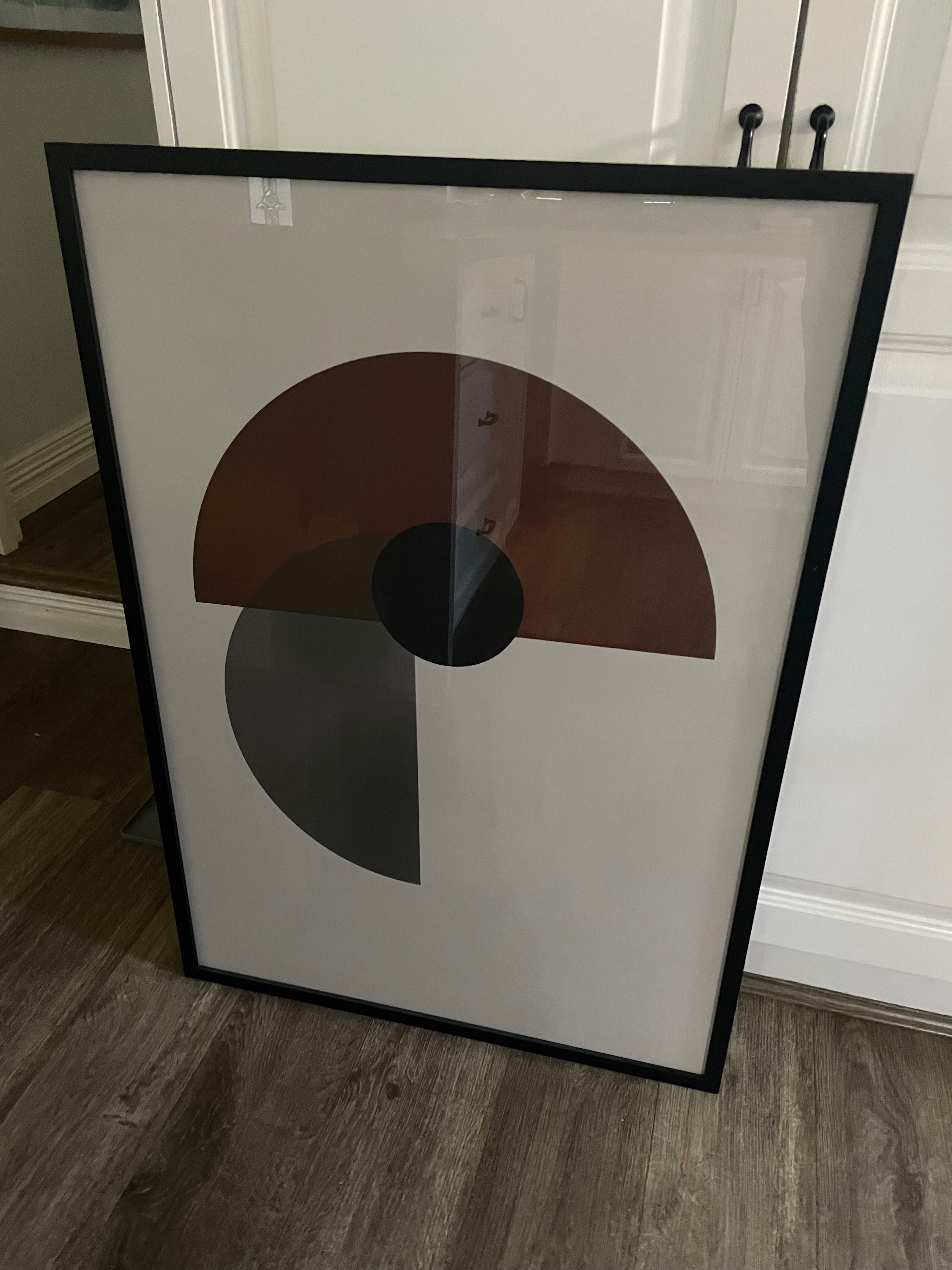 (HIRED) Framed - Geometric in Tan, Grey & Black - Print B