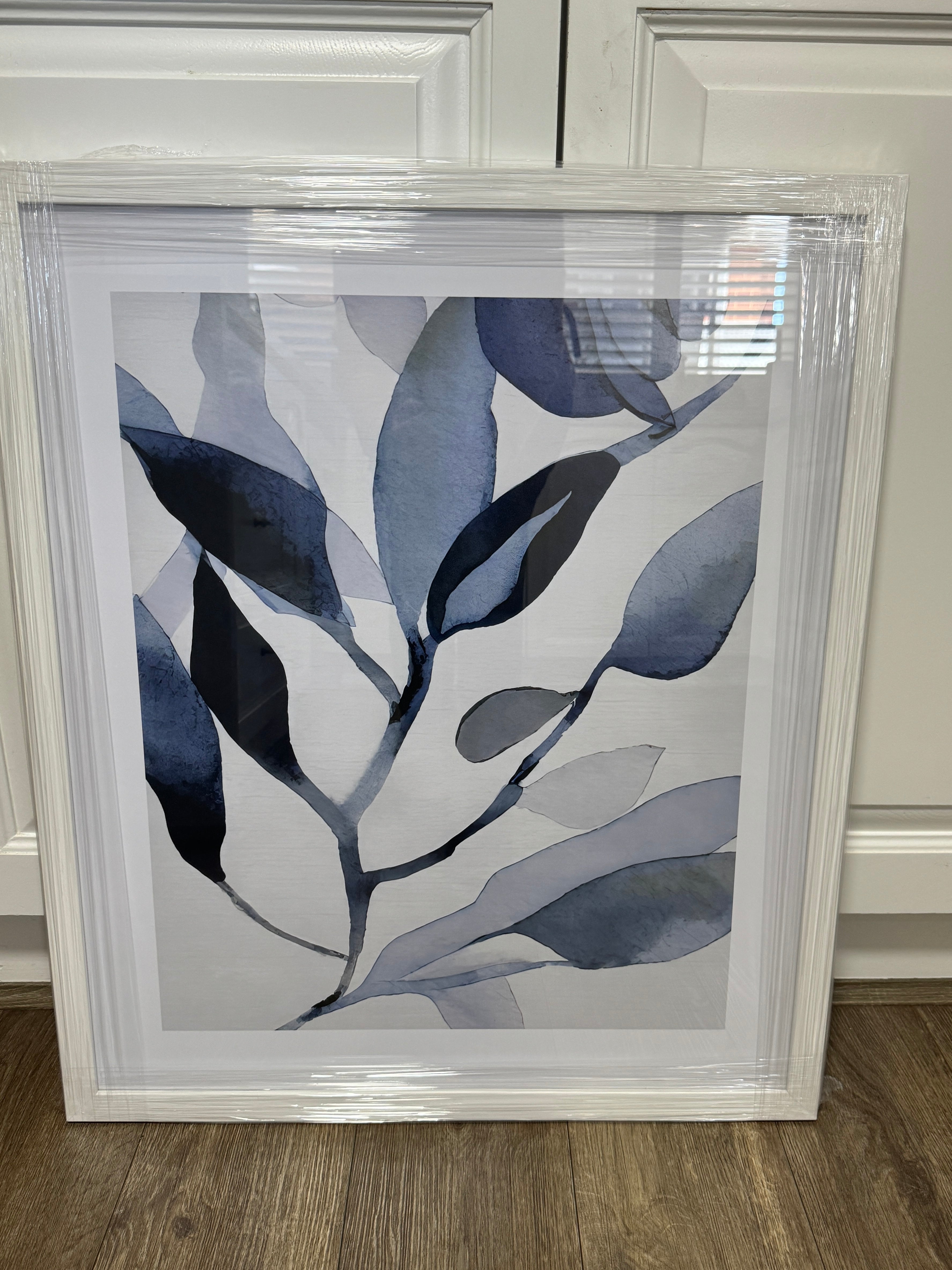 (HIRED) Framed Watercolour Blue Leaves - Print B