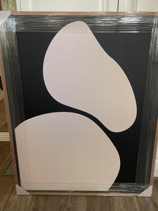 (HIRED) Framed - Beige & Black Abstract Shapes - Print B