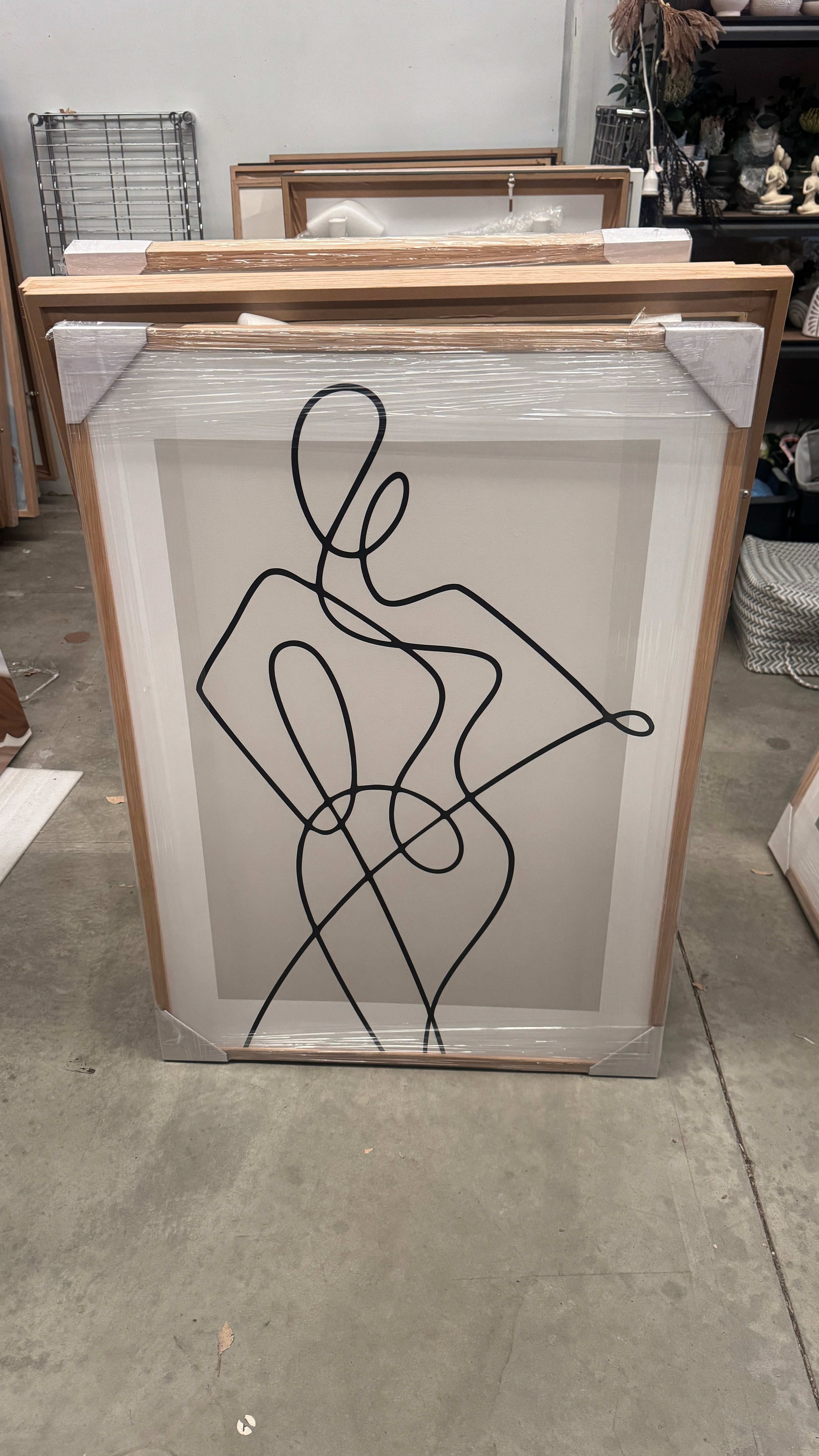 (HIRED) Framed - Fashion Line Drawing Beige & Black - Print B