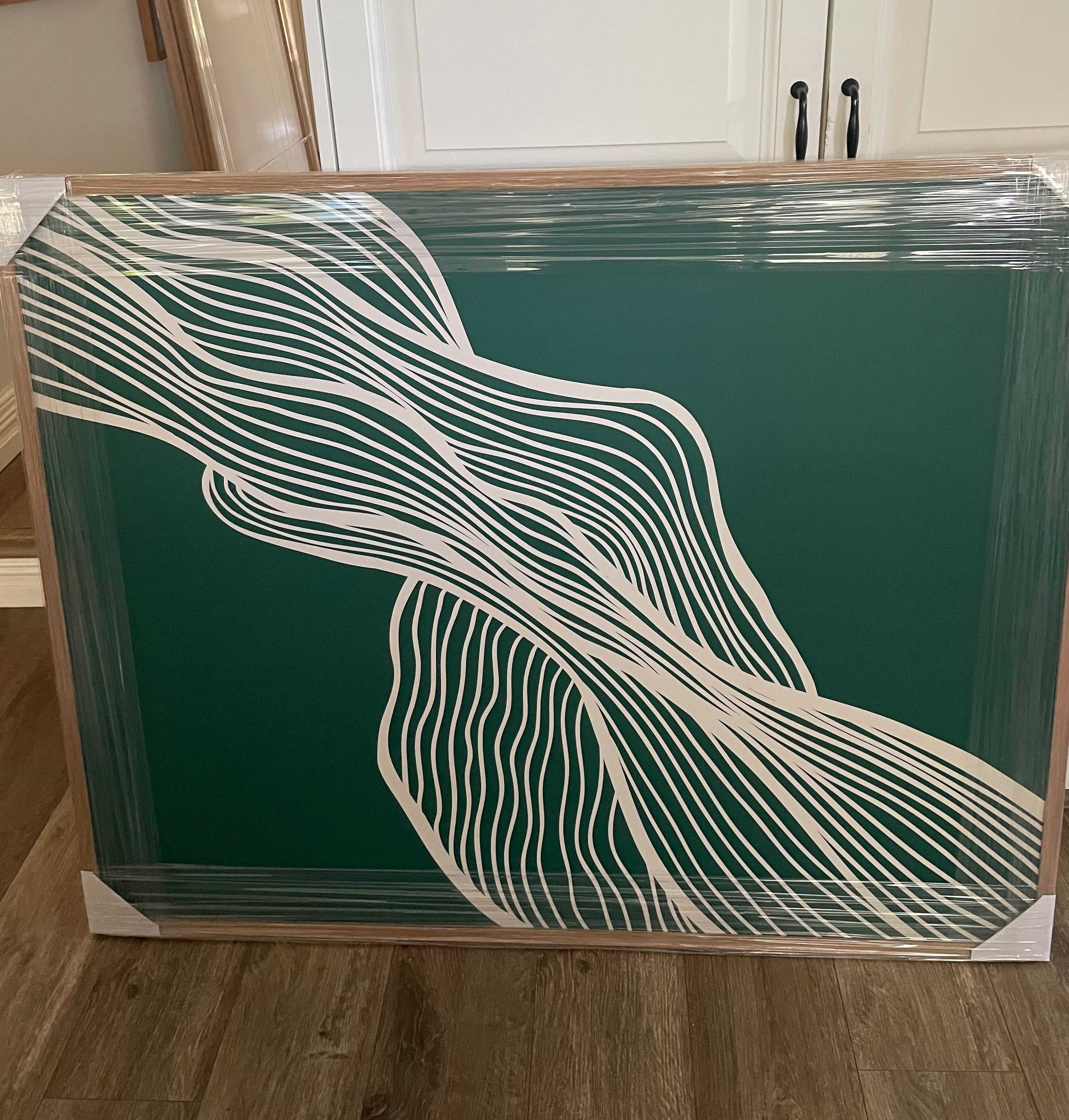 (HIRED) Framed - Beige Lines in Emerald