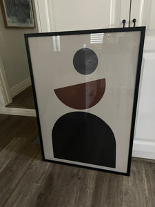 (HOLD) Framed - Geometric in Tan Grey & Black - Print A