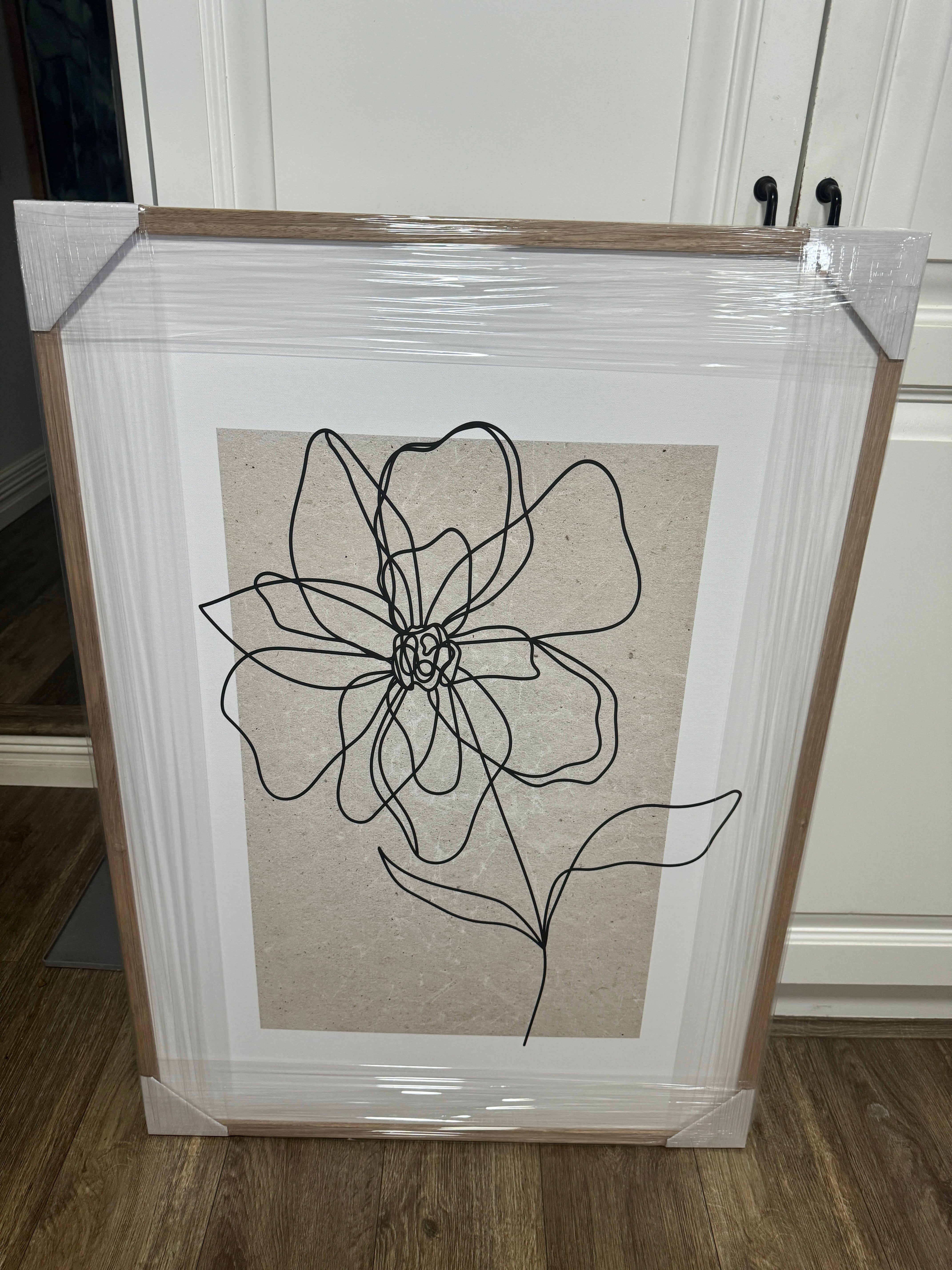 (HIRED) Framed - Botanical Flower Beige & Black - Print C