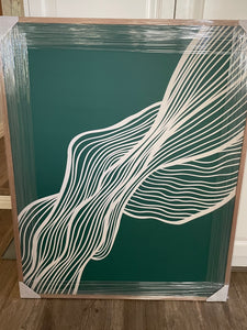 (HIRED) Framed - Beige Lines in Emerald