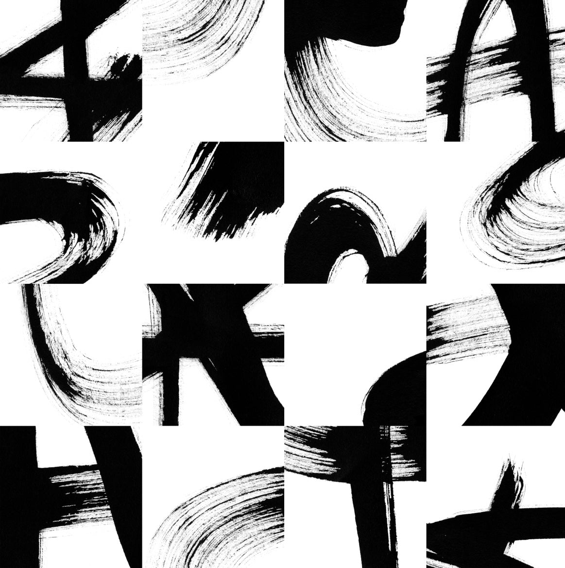 Black Abstract Brush Squares