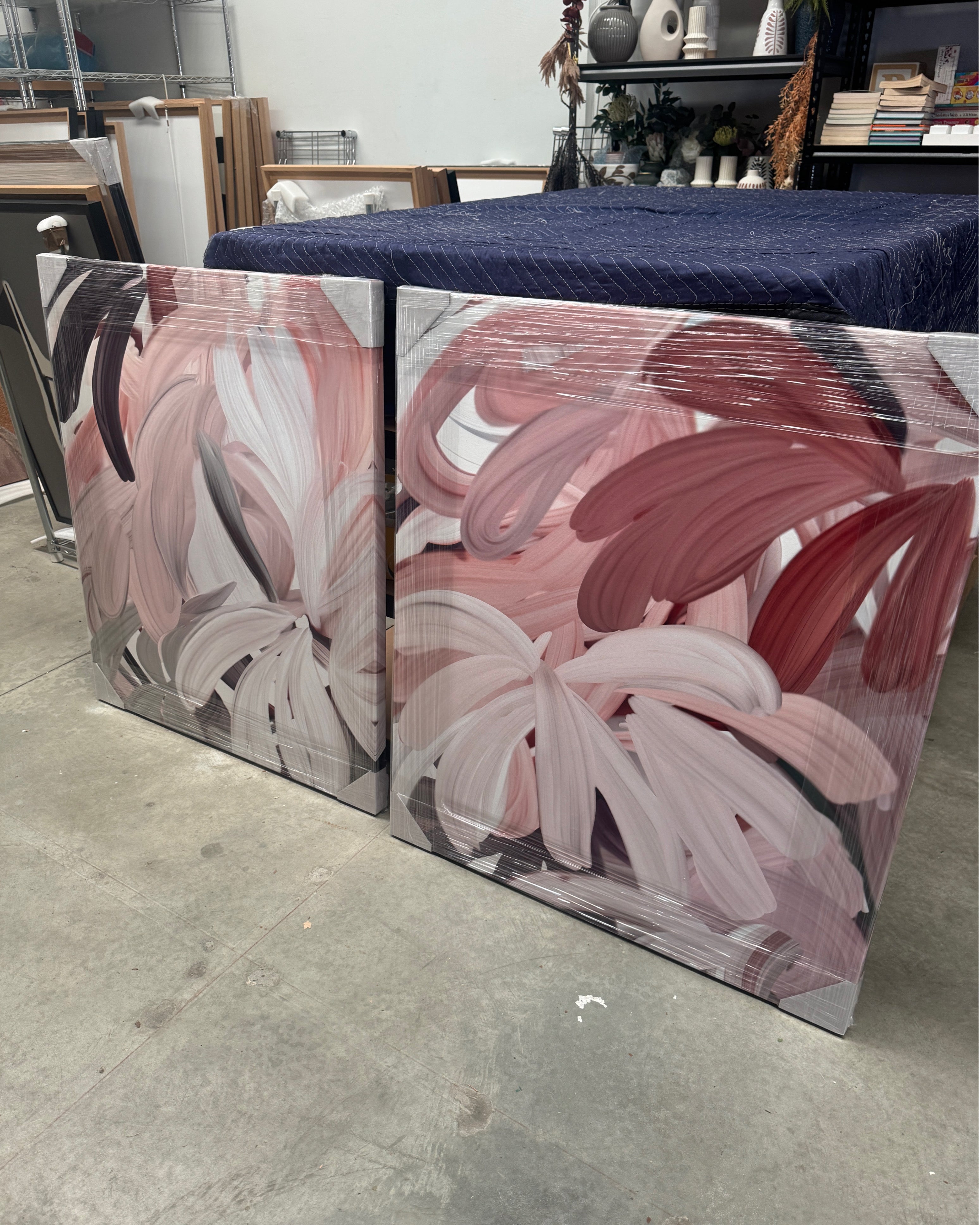 Abstract Blush Brushstrokes Duo