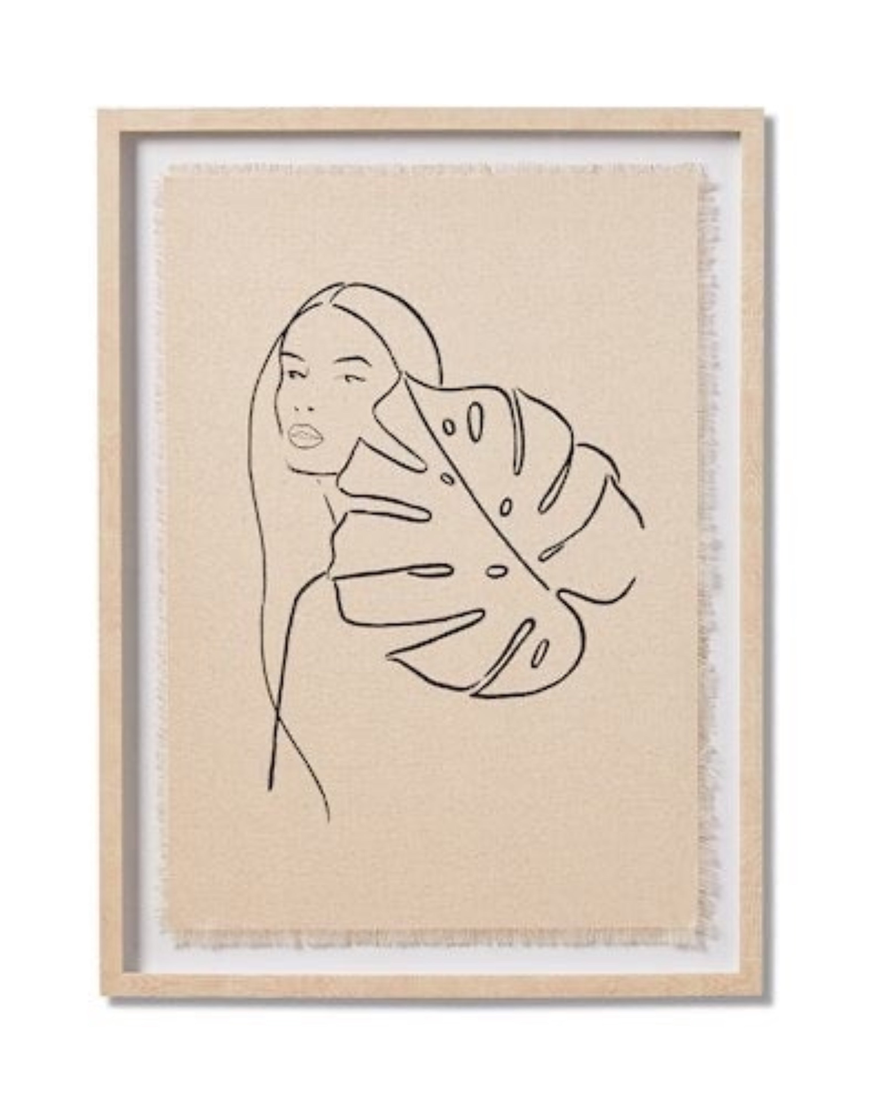 (HIRED) Framed Feminine Line Drawing in Beige - Print A