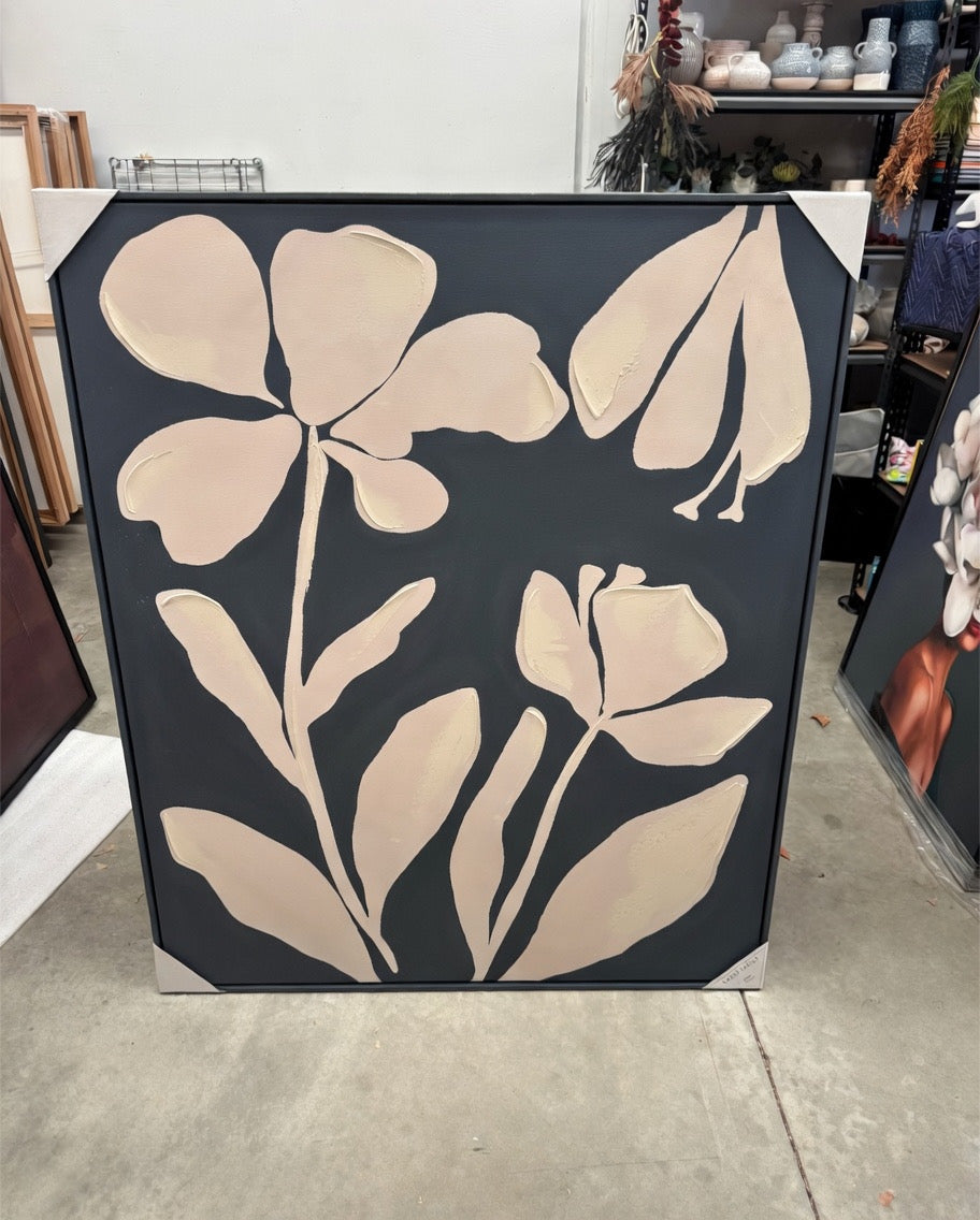 Framed Shadow Bloom embellished canvas