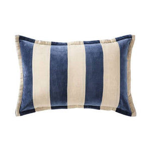 Blue Beige Long striped velvet cushion