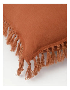 (HIRED) Tan Linen Cushion (tassel edge)