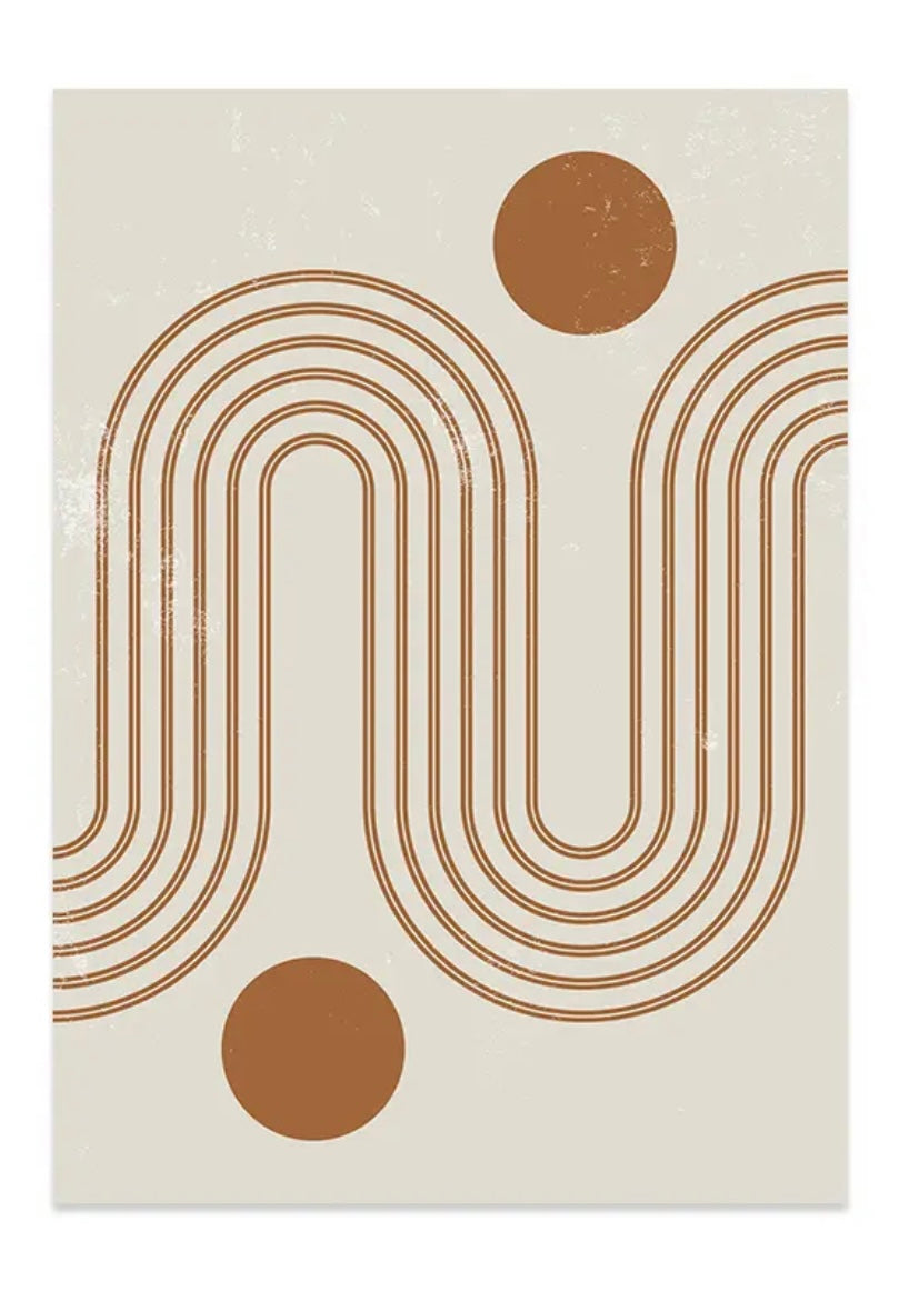 (HOLD) Framed Geometric in Tan Swirls - Print B