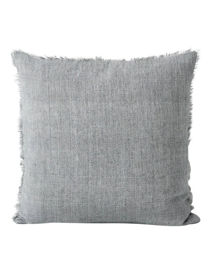 Light grey Linen Cushion (frayed edge)