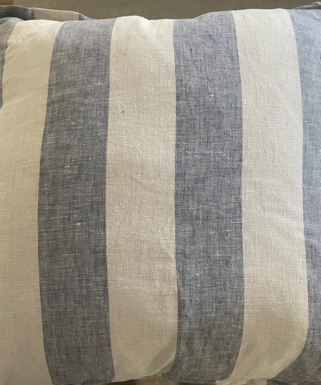 Linen Cushion in Blue/White