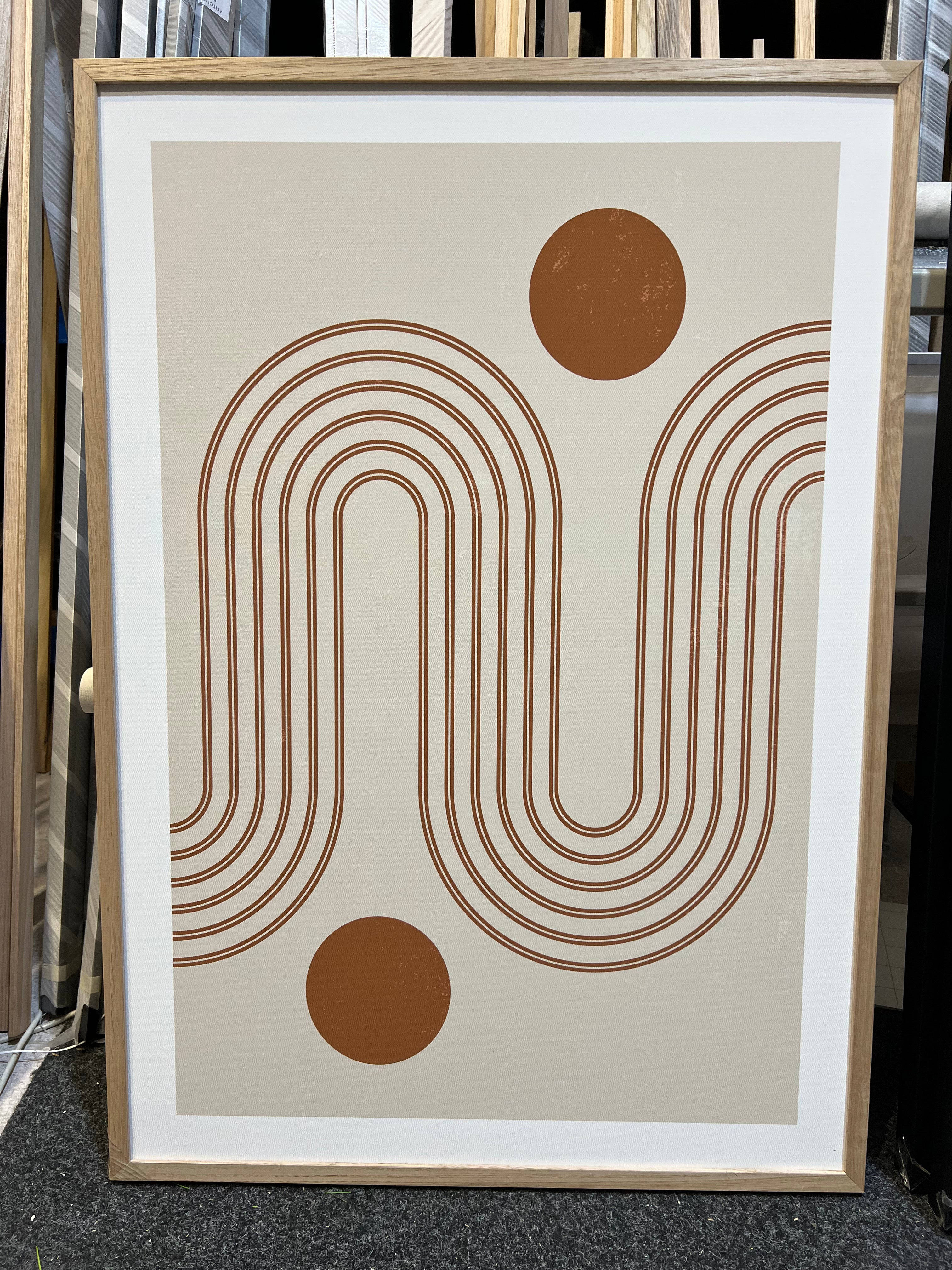 (HOLD) Framed Geometric in Tan Swirls - Print B