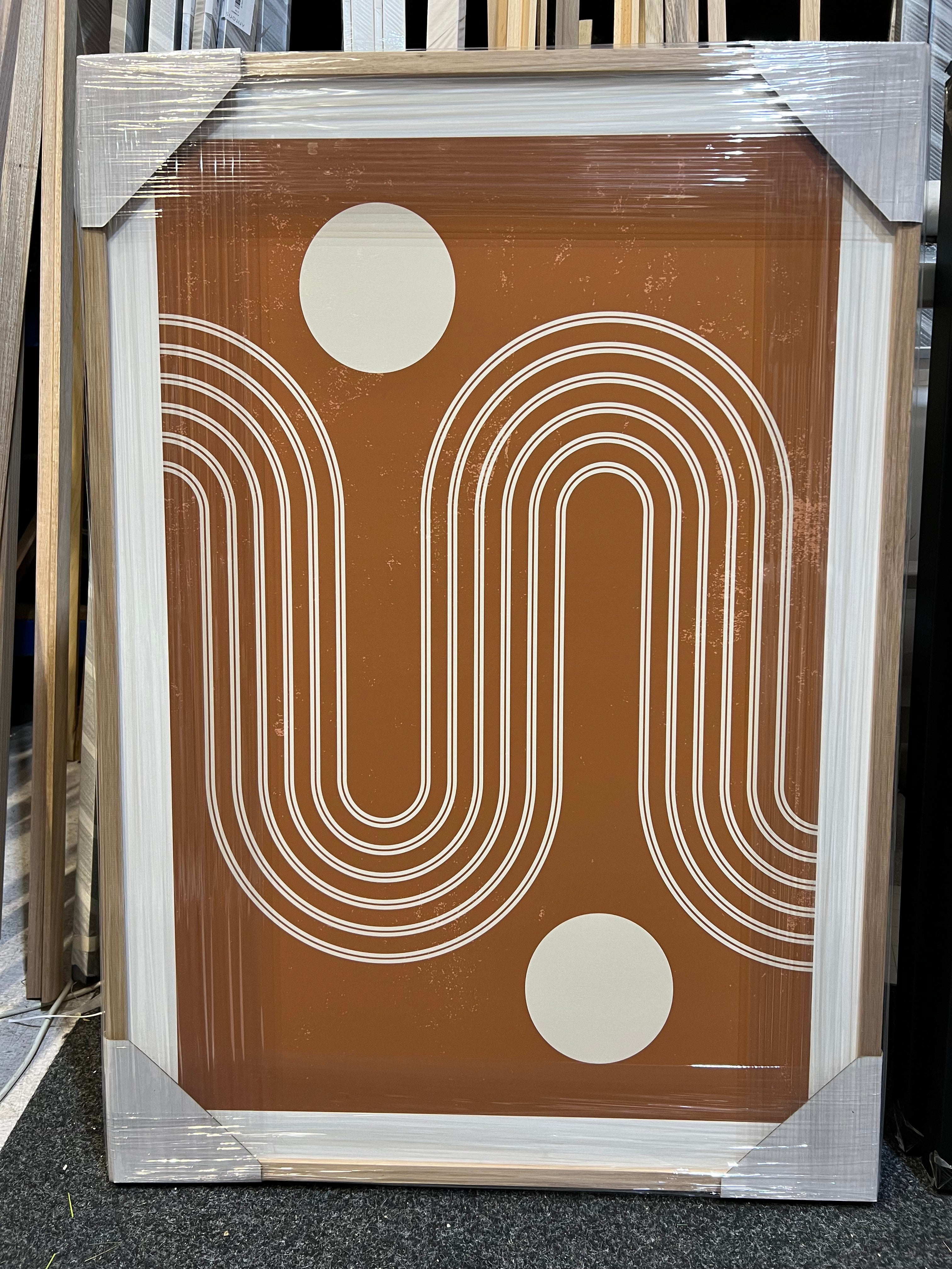 (HIRED) Framed Geometric in Tan Swirls - Print A