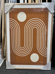 Framed Geometric in Tan Swirls - Print A