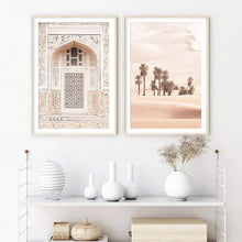 Load image into Gallery viewer, Canvas Prints unframed sun orange colours palm trees Moroccan arch
