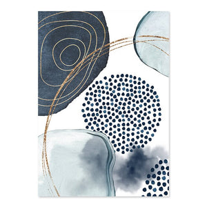 Abstract Swirls of Blue & Gold  - Print A