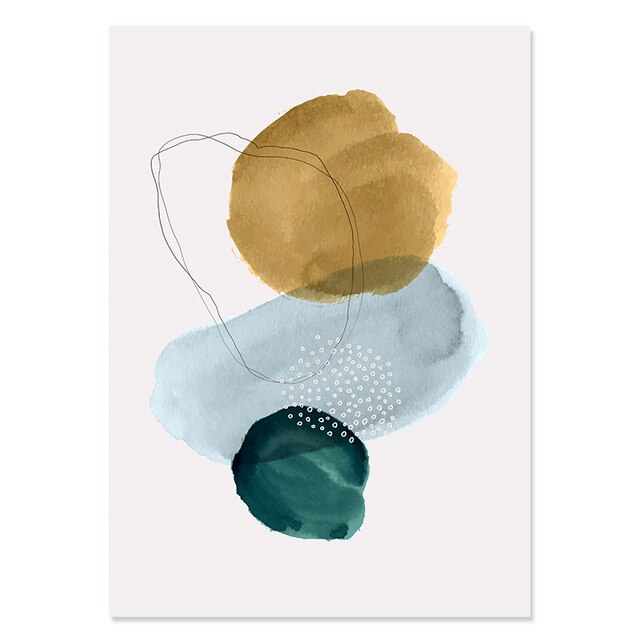 Abstract Watercolour Green and Gold - Print A