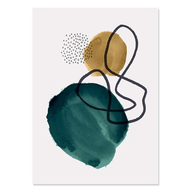 Abstract Watercolour Green and Gold - Print B