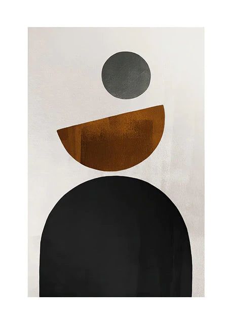 (HIRED) Framed Abstract Shapes in Tan and Black - Print A