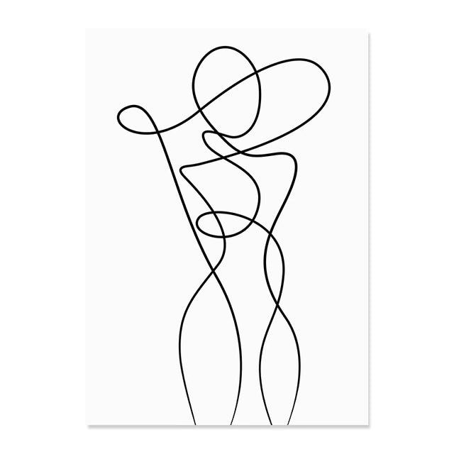 (HIRED) Framed Feminine Line Drawing - Print B