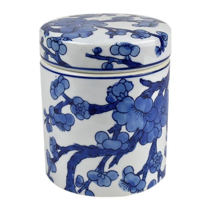 Hamptons Style Blue and White Porcelain Trinket Jar