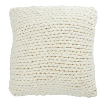 Load image into Gallery viewer, Wool Knitted Cushion White with Pink Stitching on Edge
