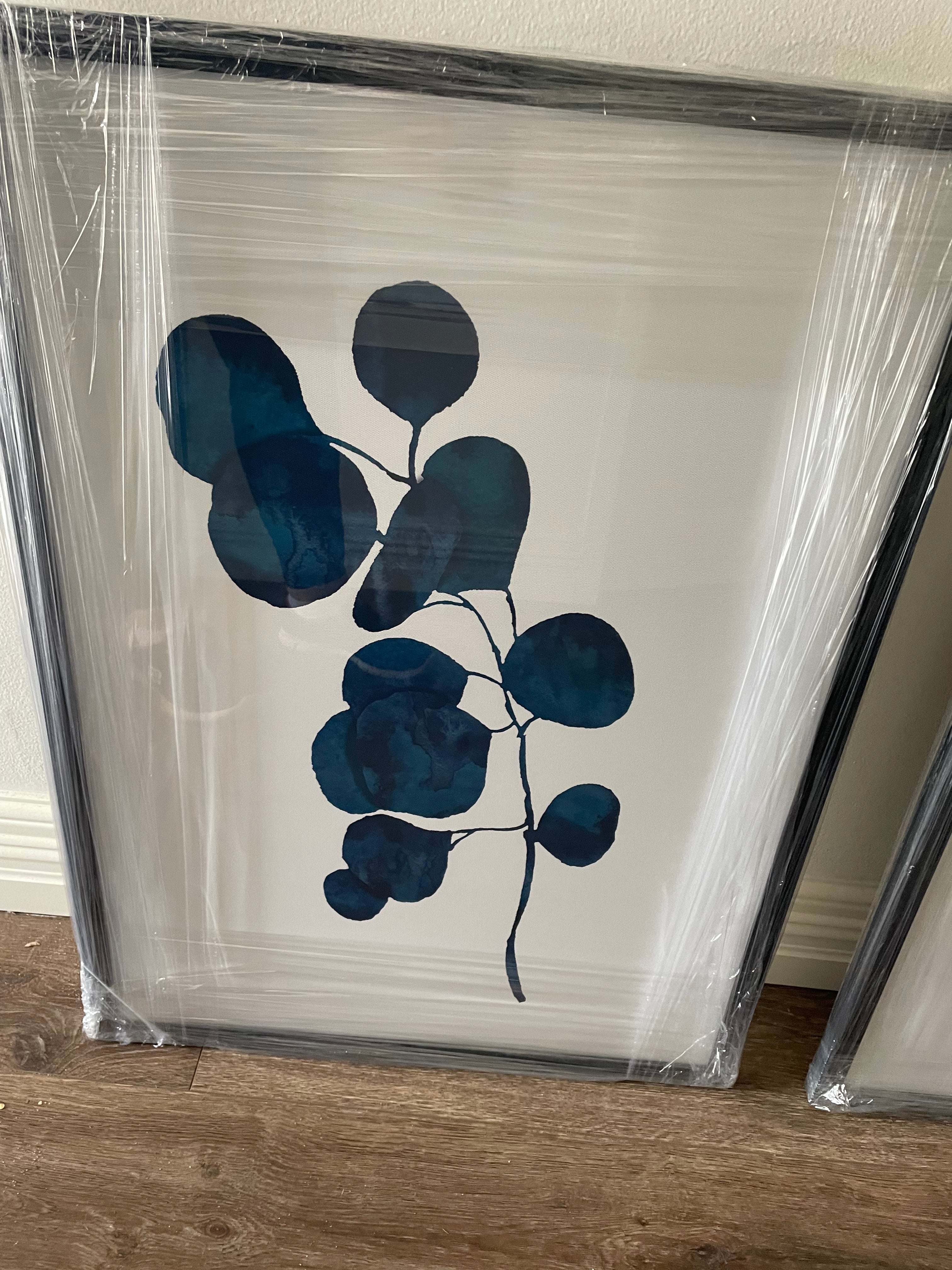 (HIRED) Framed Blue Leaves - Print B