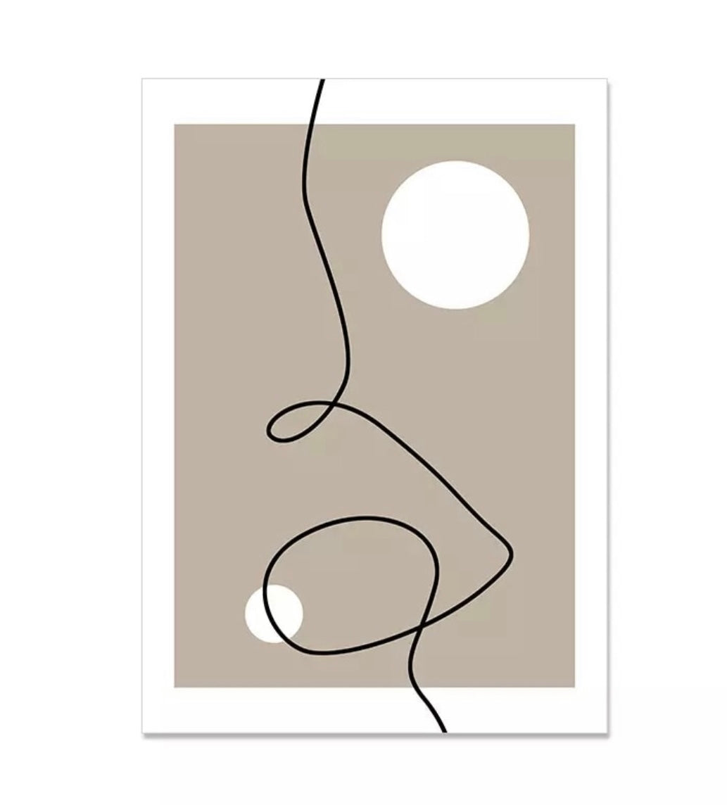 Modern Abstract Swirls - Black Beige - Print B