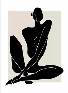 Modern Woman Silhouette - Beige Black