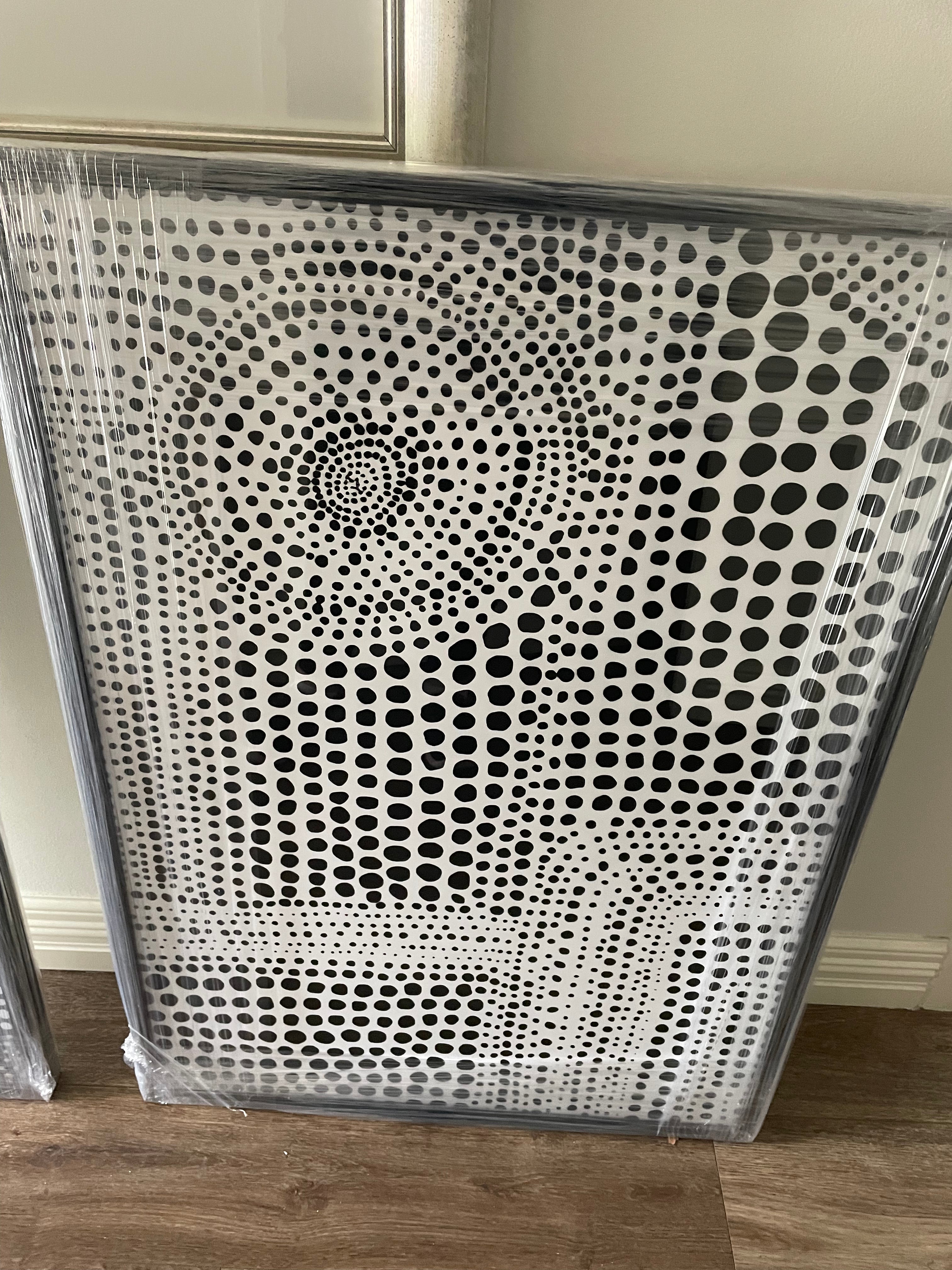 Framed Abstract Black Dot Print B