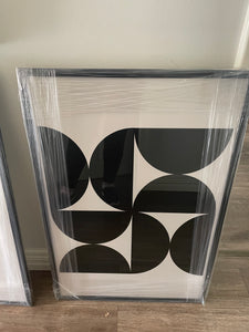 Framed Abstract Shapes  Print B - Black