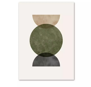 (HIRED) Geometric Circles Beige/Green/Grey - Print A