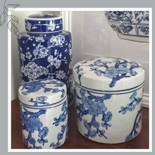 Load image into Gallery viewer, Hamptons Style Blue and White Porcelain Trinket Jar
