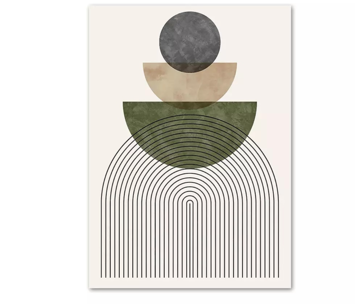 Modern Geometric Circles Beige/Green/Grey - Print B