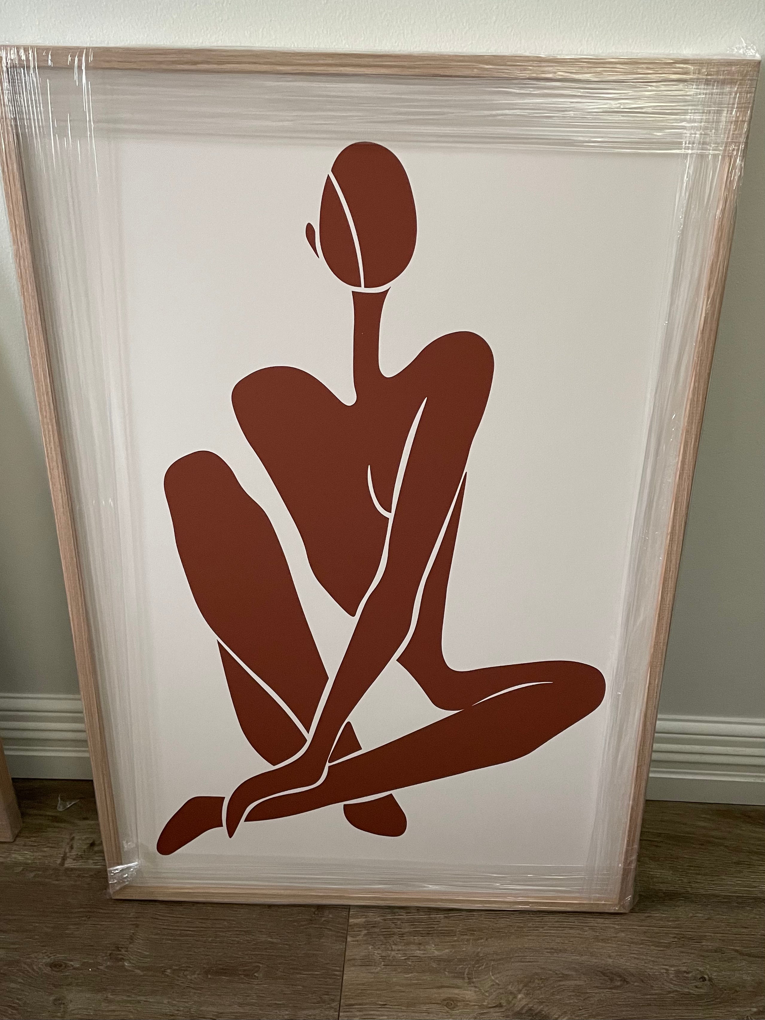 Framed Abstract Feminine in Tan