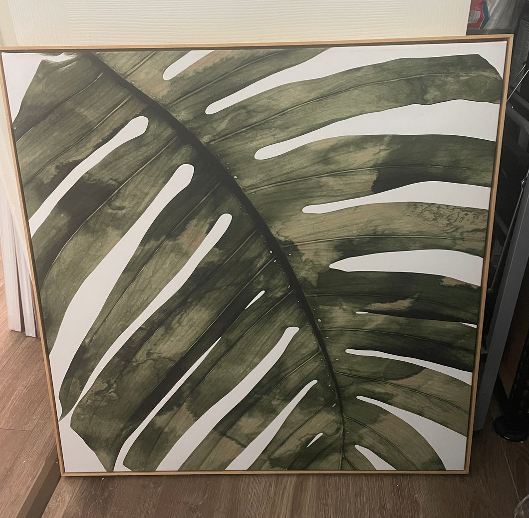 Framed Green Palm Leaf
