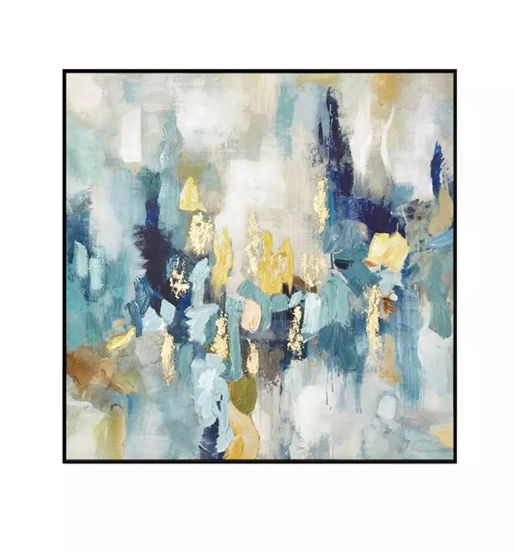 (HIRED) Abstract framed Minimalist Watercolour shades of gold