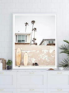 Beach Houses Surf boards learning againt wall