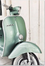 Load image into Gallery viewer, Framed Moped in Light Green
