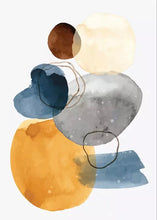 Load image into Gallery viewer, Modern Abstract Circles - Orange Blue Grey Beige - Print C

