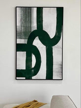 Load image into Gallery viewer, Abstract framed Minimalist in shades of green
