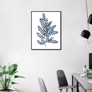 Framed Blue Leaves - Print A